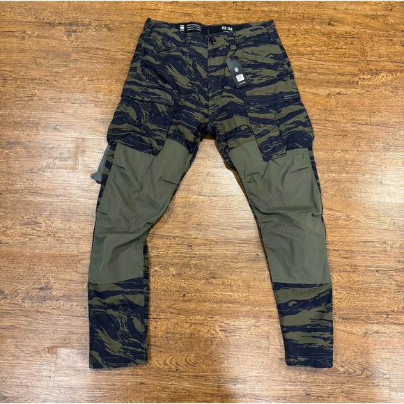 G-Star Raw Other - G-Star Raw Green Tiger Stripe Camo 3D Regular Tapered Cargo 2.0 Pants Men 32x32